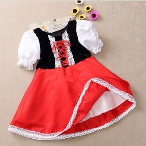 Halloween Girls Red Riding Hood Costume‎ Dress Medium 6-8 Red Black No Brand Tag